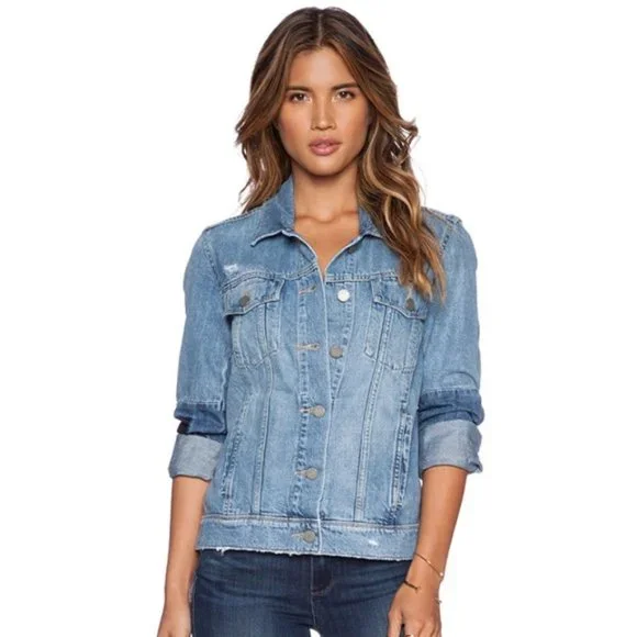 Paige Heidi Patchwork Jean Jacket in Underwood Denim size X-Small - Picture 3 of 13